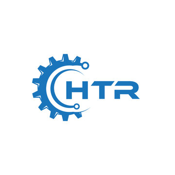 HTR letter technology logo design on white background. HTR creative initials letter IT logo concept. HTR setting shape design.
