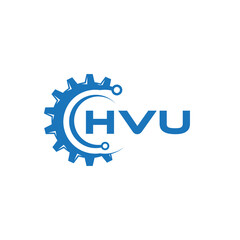 HVU letter technology logo design on white background. HVU creative initials letter IT logo concept. HVU setting shape design.
