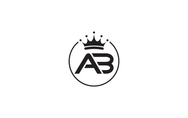 Royal vintage jewel crown vector and golden crown logo and symbol design with the letter and alphabets. Crown letter and alphabets vector logo designing king crown letter AB