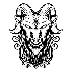 tattoo design goat black and white line art
