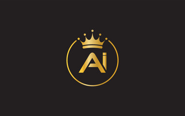 Royal vintage jewel crown vector and golden crown logo and symbol design with the letter and alphabets. Crown letter and alphabets vector logo designing king crown letter AI