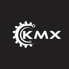 KMX letter technology logo design on black background. KMX creative initials letter IT logo concept. KMX setting shape design.
