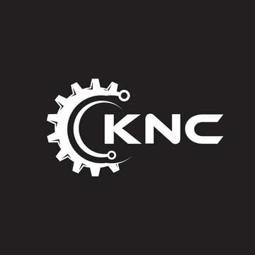 KNC letter technology logo design on black background. KNC creative initials letter IT logo concept. KNC setting shape design.
