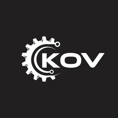 KOV letter technology logo design on black background. KOV creative initials letter IT logo concept. KOV setting shape design.
