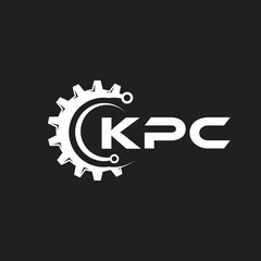 KPC letter technology logo design on black background. KPC creative initials letter IT logo concept. KPC setting shape design.

