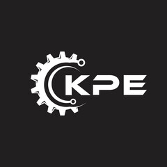 Fototapeta na wymiar KPE letter technology logo design on black background. KPE creative initials letter IT logo concept. KPE setting shape design. 
