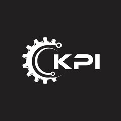 KPI letter technology logo design on black background. KPI creative initials letter IT logo concept. KPI setting shape design.

