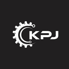 KPJ letter technology logo design on black background. KPJ creative initials letter IT logo concept. KPJ setting shape design.
