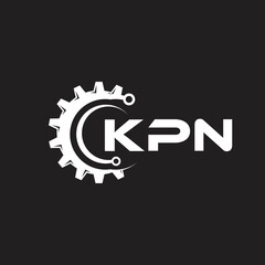 KPN letter technology logo design on black background. KPN creative initials letter IT logo concept. KPN setting shape design.
