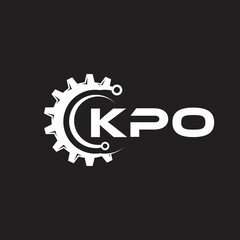 Fototapeta na wymiar KPO letter technology logo design on black background. KPO creative initials letter IT logo concept. KPO setting shape design. 