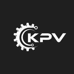 KPV letter technology logo design on black background. KPV creative initials letter IT logo concept. KPV setting shape design.
