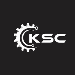 KSC letter technology logo design on black background. KSC creative initials letter IT logo concept. KSC setting shape design.
