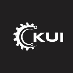 KUI letter technology logo design on black background. KUI creative initials letter IT logo concept. KUI setting shape design.
