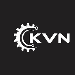 KVN letter technology logo design on black background. KVN creative initials letter IT logo concept. KVN setting shape design.
