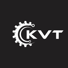 KVT letter technology logo design on black background. KVT creative initials letter IT logo concept. KVT setting shape design.
