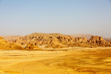 View to Sinai desert with empty blue sky