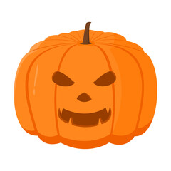 Pumpkin Isolated on white background. Smiley face. Orange Pumpkin on Halloween day. Vector illustration