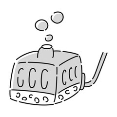 Obraz premium 水槽用水中フィルター（投げ込み式ろ過フィルター）のイラスト（白黒）