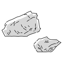 岩石のイラスト（白黒）