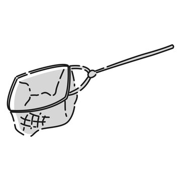 recommend clip art: すくい網のイラスト（白黒）