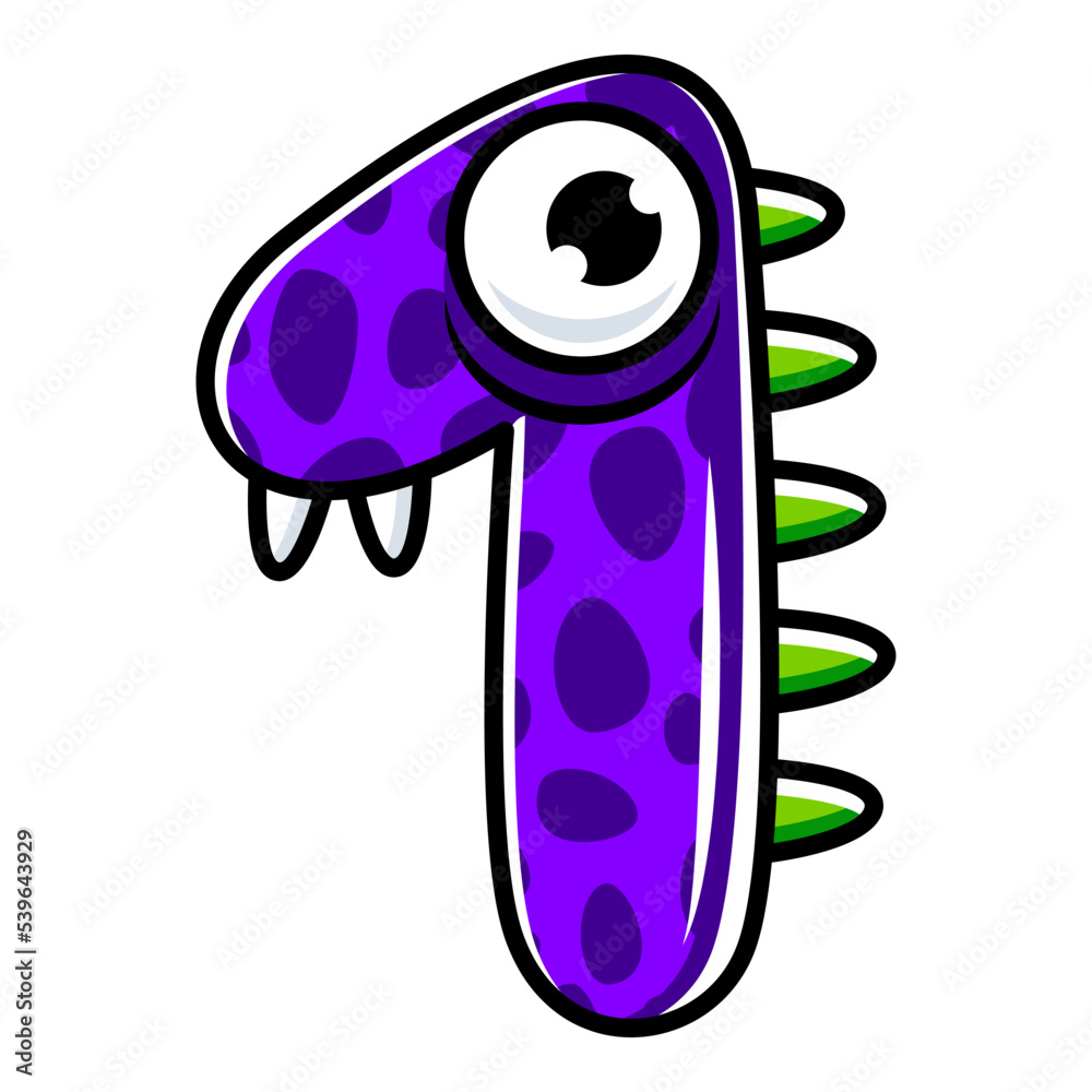 Wall mural 1.Funny Monsters Colorful Numbers, Cute Fantasy Aliens in the Shape of Numerals. Cartoon numbers from 0 to 9 icons are made in the form of human figures with big eyes and face. Arabic numerals. Vector - Wall murals
