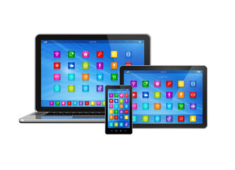Smartphone, Digital Tablet Computer and Laptop