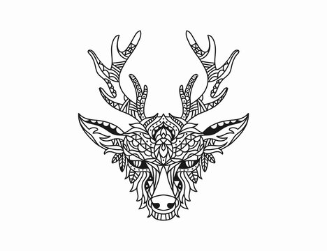 Wild life Deer mandala ilustration vector