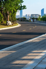 Empty urban road and buildings in the city