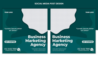 Corporate social media posts design, business web banners color variation template, Set of Editable square post template