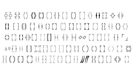 Set Black Simple Line Collection Different Doodle Brackets, Parentheses, Braces Elements Vector Design Style Sketch Isolated Illustration For Banner