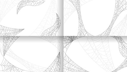 Set Spiders on Web Collection with white Background. Halloween Background Design Element. Spooky, Scary Horror Decoration Vector