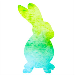 green rabbit watercolor silhouette design isolated vector