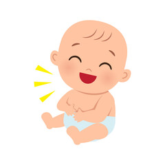 Cute baby laughing. Flat vector cartoon design