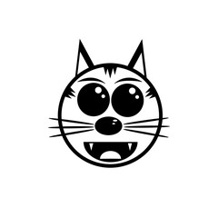 Face cat silhouette on white background,Logo Felis catus smile, Vector illustration