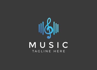 Simple Music and audio wave logo design template.