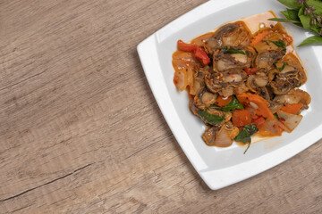 Anadara granosa stir-fried chili paste. Spicy Thai food.