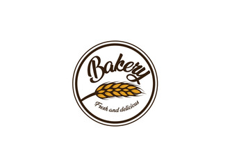 Fresh bread and bakery logo design concept. Croissant bakery logo