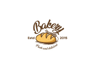 Fresh bread and bakery logo design concept. Croissant bakery logo