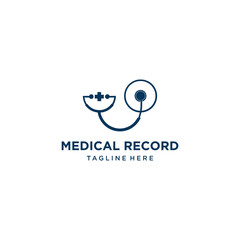 Medical record vector logo, stethoscope symbol perfect design for health and medical logos.