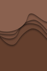 Modern chocolate brown 3d paper cut background with free space