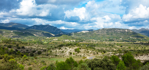 Fototapeta na wymiar Panorama landscape of cevennes mountain - occitanie in France