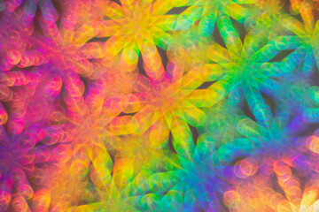 Fototapeta na wymiar neon iridescent holographic stars bokeh background