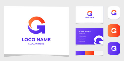 Template Logo Creative Initial Letter G and Arrow shape. Creative Template with color pallet, visual branding, business card and icon.