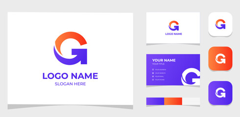 Template Logo Creative Initial Letter G and Arrow shape. Creative Template with color pallet, visual branding, business card and icon.
