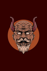 Fototapeta premium Horned viking head vector illustration