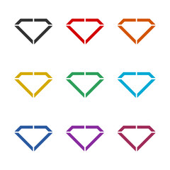 Diamond icon isolated on white background. Set icons colorful