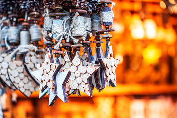 Salzburg, Austria - Winter wooden stars Christkindlmarkt, Christmas Market