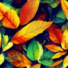 Naklejka na ściany i meble Colorful autumn leaves seamless pattern