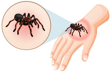 Spider bites sting on skin