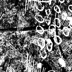 Obraz premium Black and white grunge. Abstract chalk strokes on a blackboard. Vector monochrome graphics. Pattern of dust, chips, destruction, dirt. Chaotic horror background